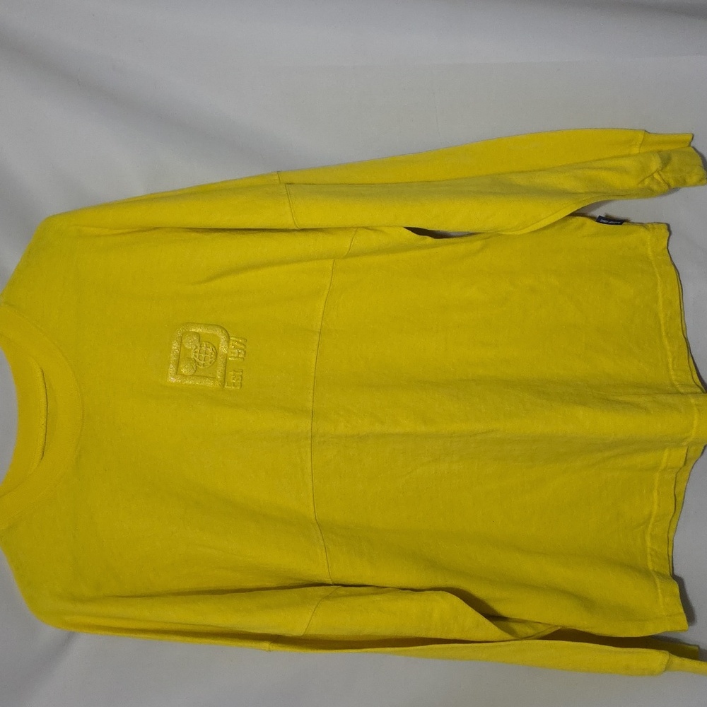 Disney Parks Spirit Jersey Womens Sweatshirt Yellow Puffy 3D 9Sparkly Sz M EUC